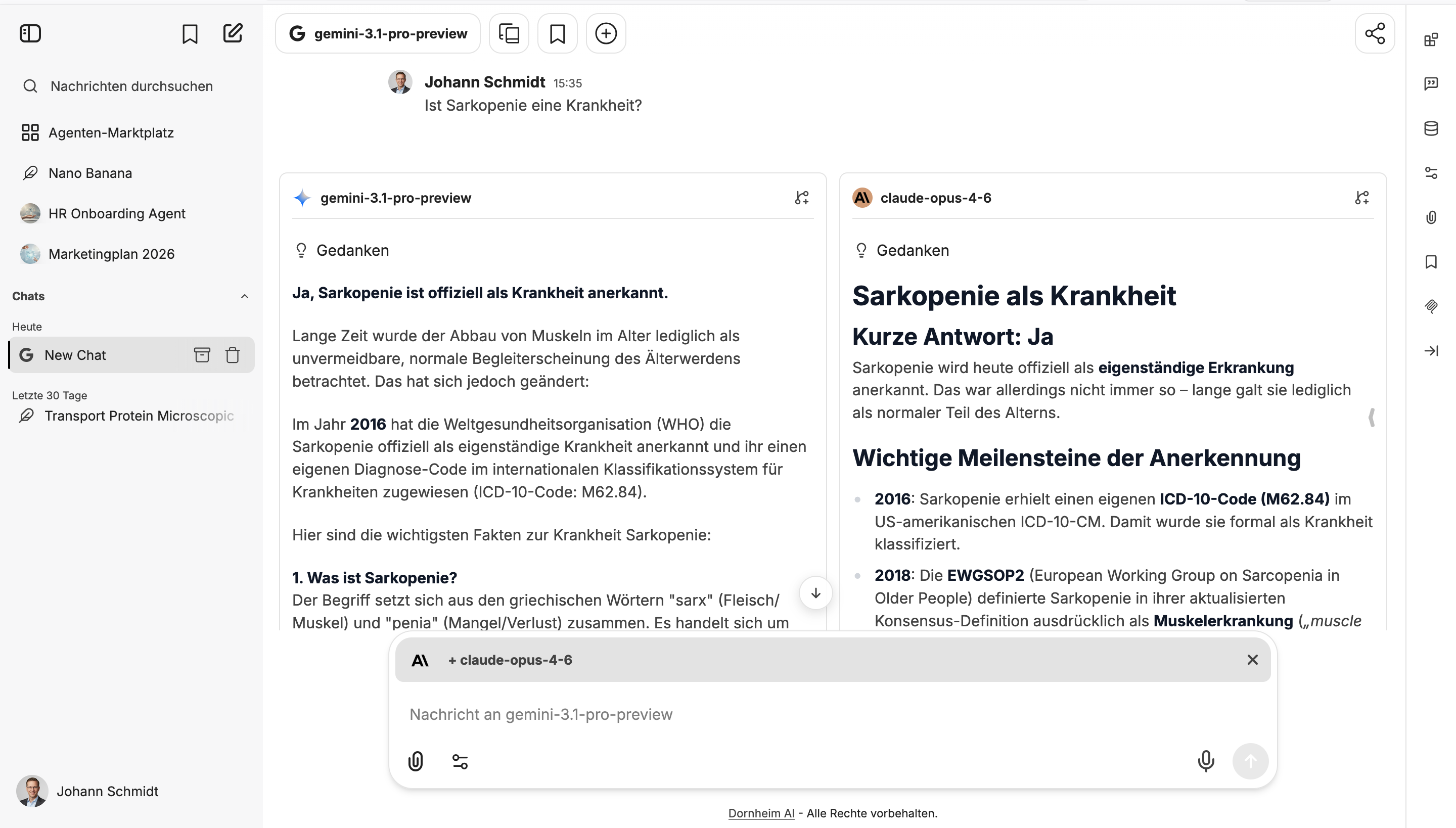 Dornheim AI Platform – Multi-Modell-Vergleich mit Auditor-Funktion